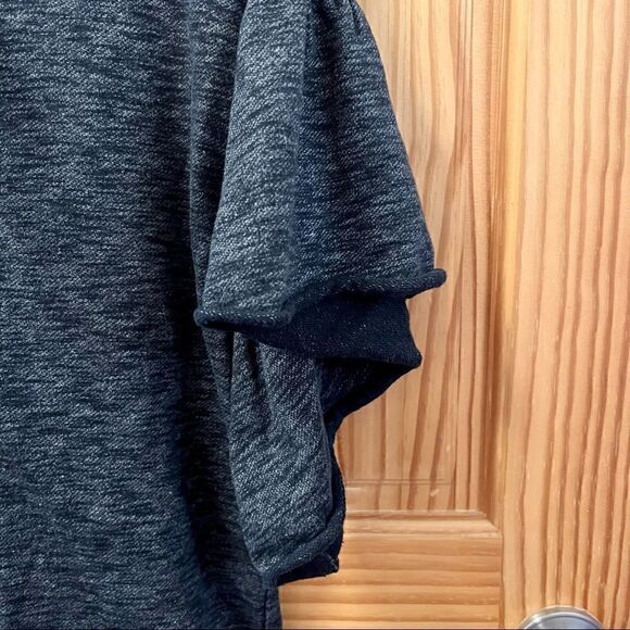 Umgee heathered grey black lace up tie ruffled sleeve tunic shirt top S/M - Picture 3 of 6